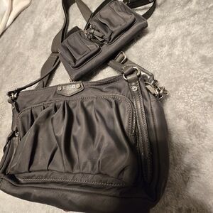MZ WALLACE GREY Women's Bag WITH BOTH STRAPS AND MATCHING WALLET WITH STRAP